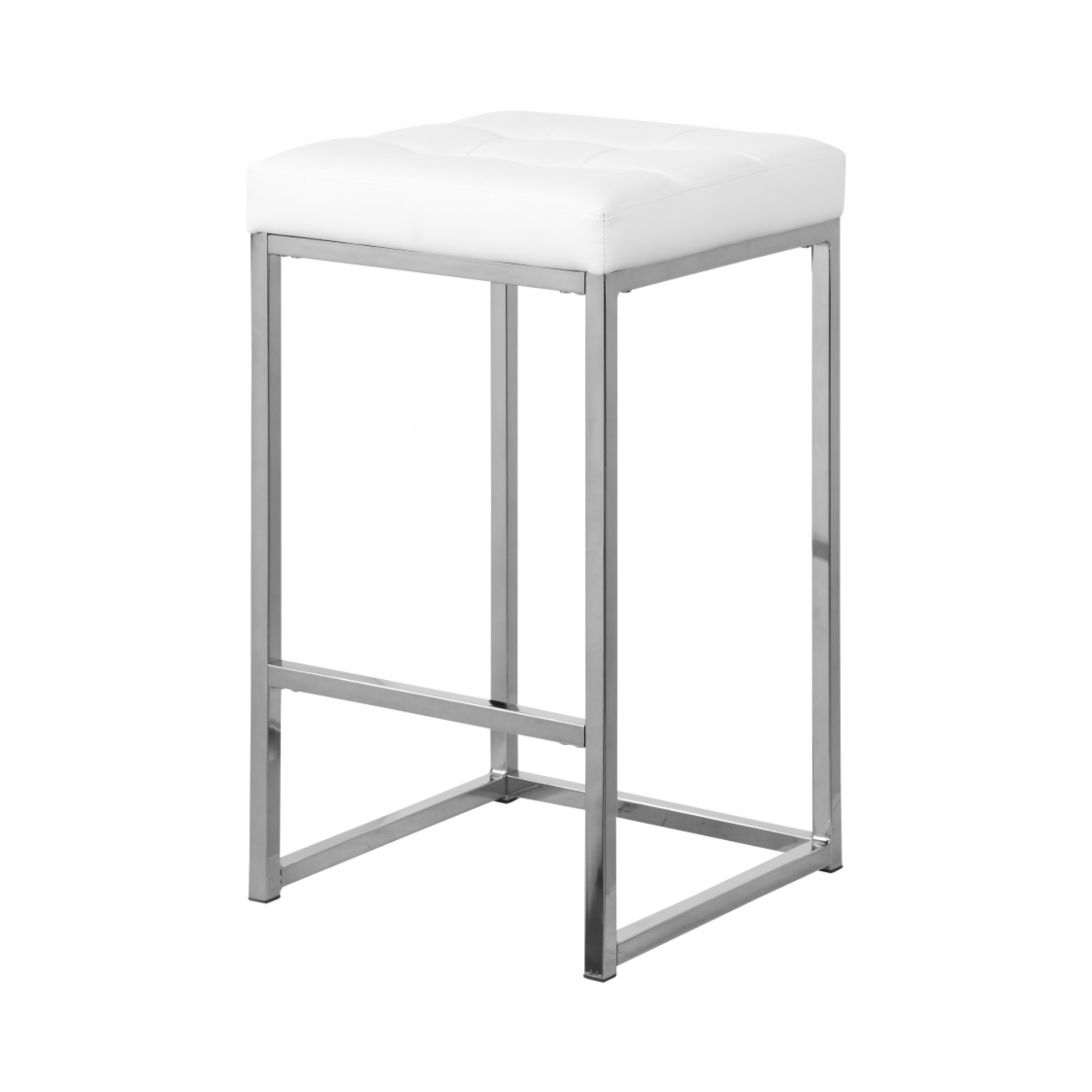 Nicola Chrome Backless Counter Stool in Vegan Leather - Set of 2 - [Additional Colors Available