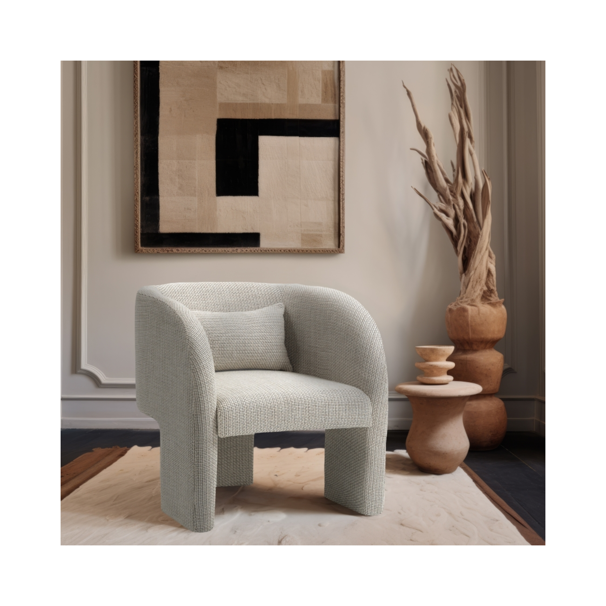 Sawyer Tweed Fabric Upholstered Accent Chair - [Additional Colors Available]