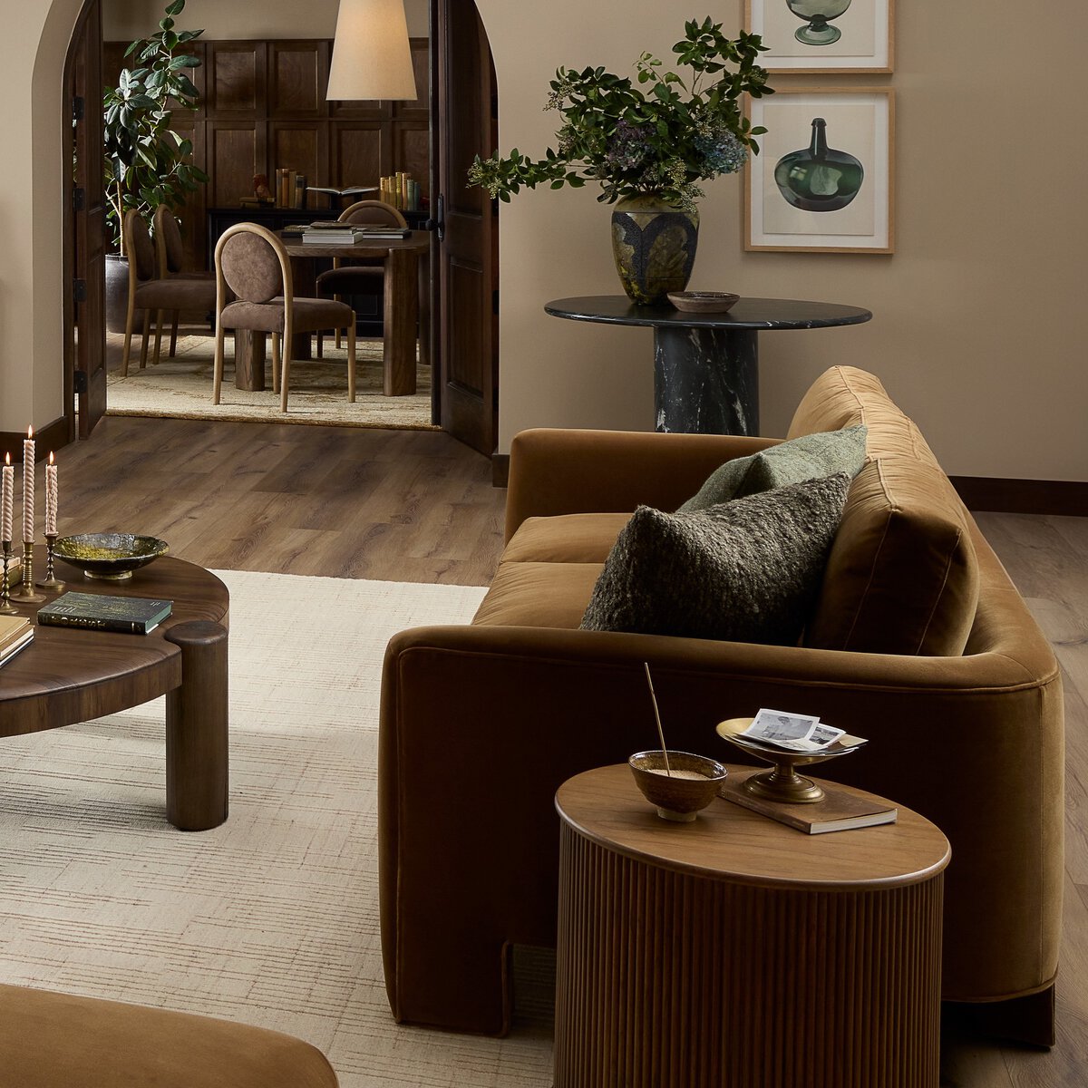 The "Katya" 97" Sofa in Surrey Cacao [Available] and Surrey Ochre [Pre-Order - Available in Sept]