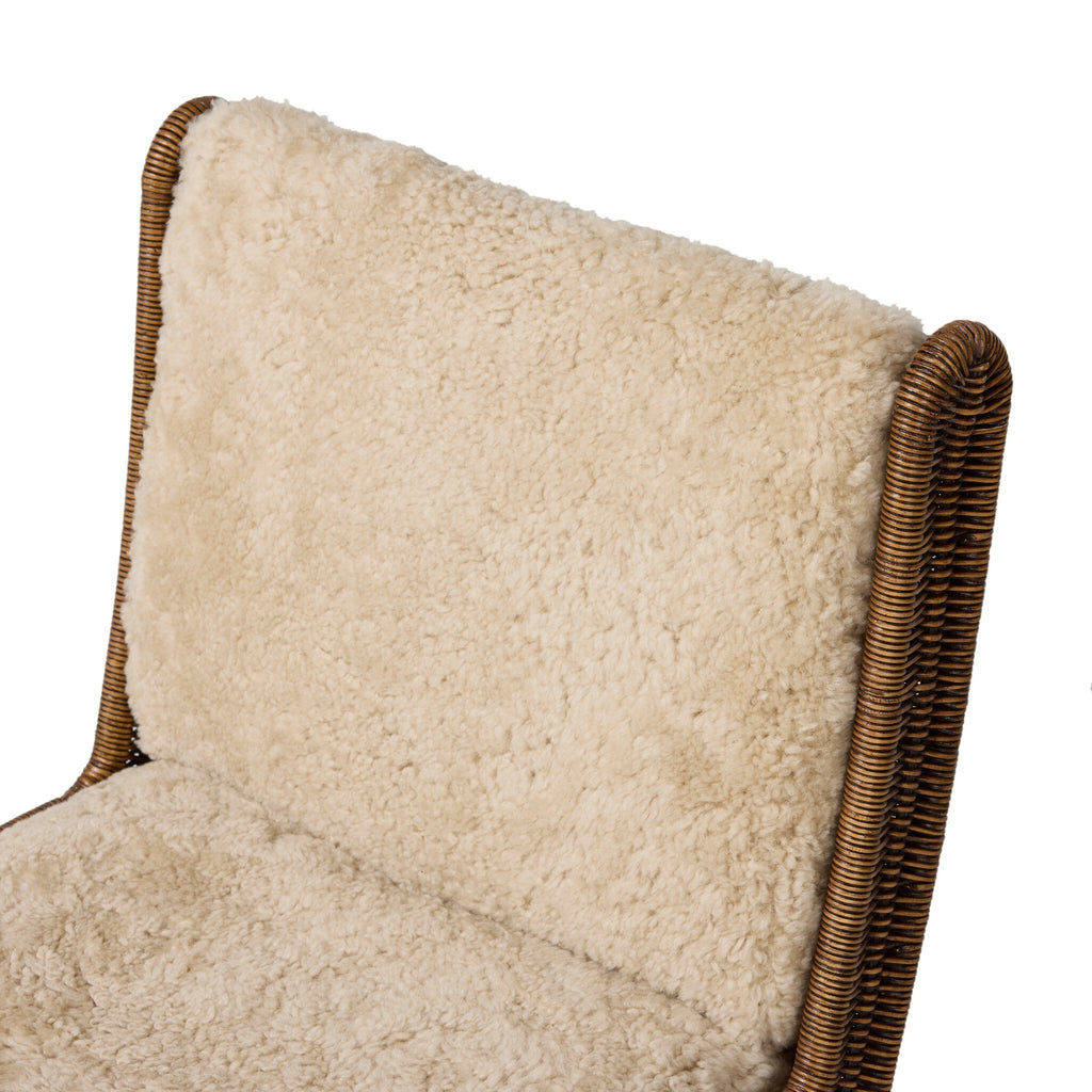 The "Katrine" Dining Chair in Beige Shorn Shearling - [Pre-Order - Available in Lt. Dec]