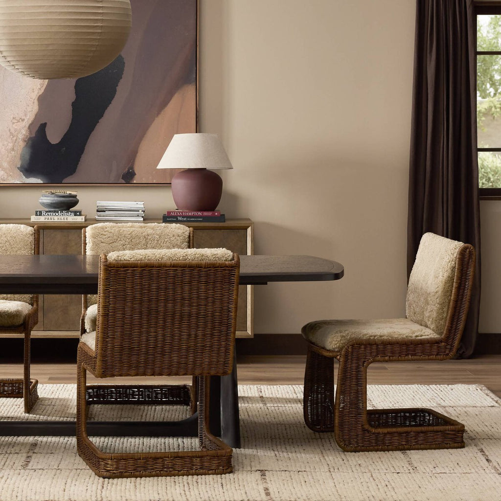 The "Katrine" Dining Chair in Beige Shorn Shearling - [Pre-Order - Available in Lt. Dec]