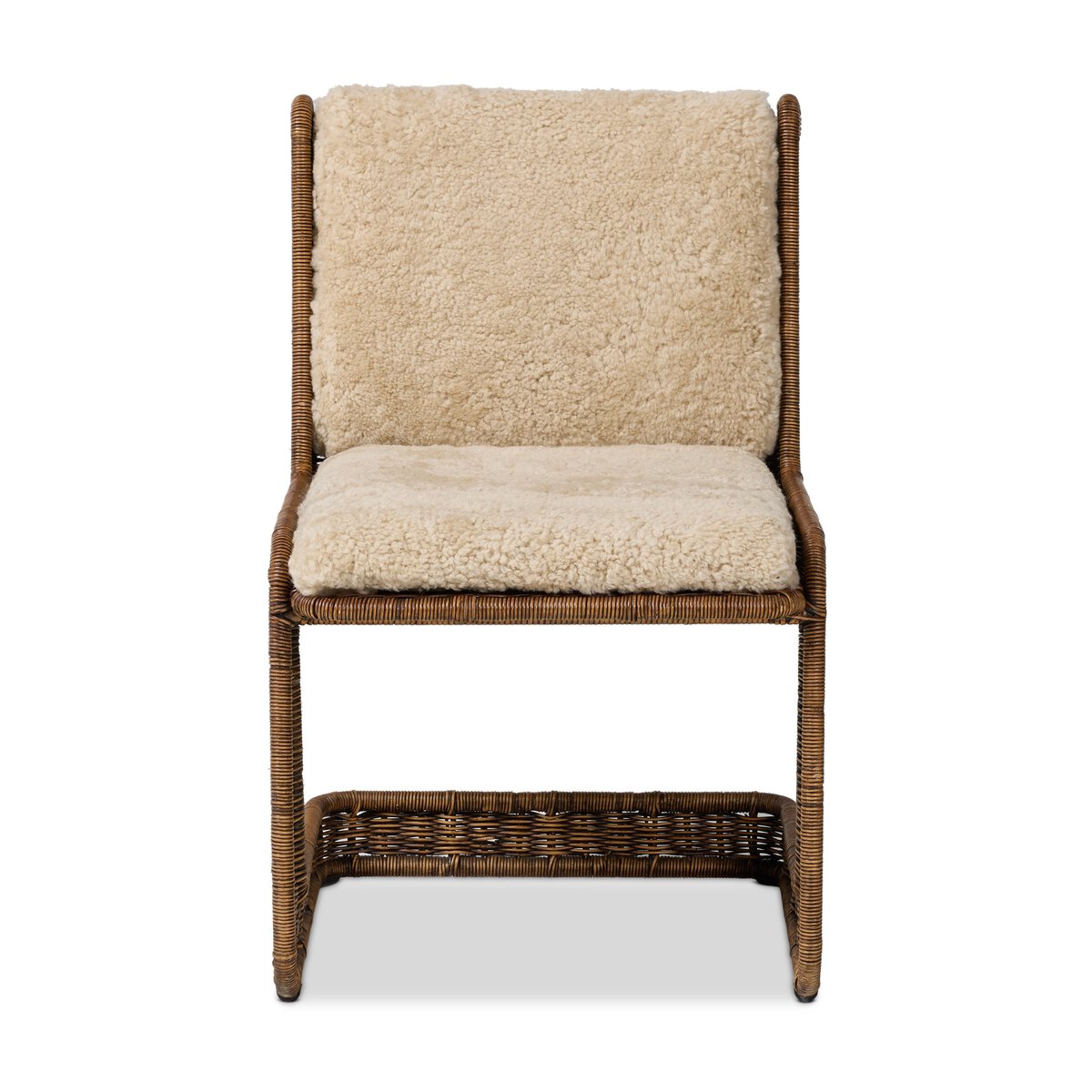 The "Katrine" Dining Chair in Beige Shorn Shearling - [Pre-Order - Available in Lt. Dec]