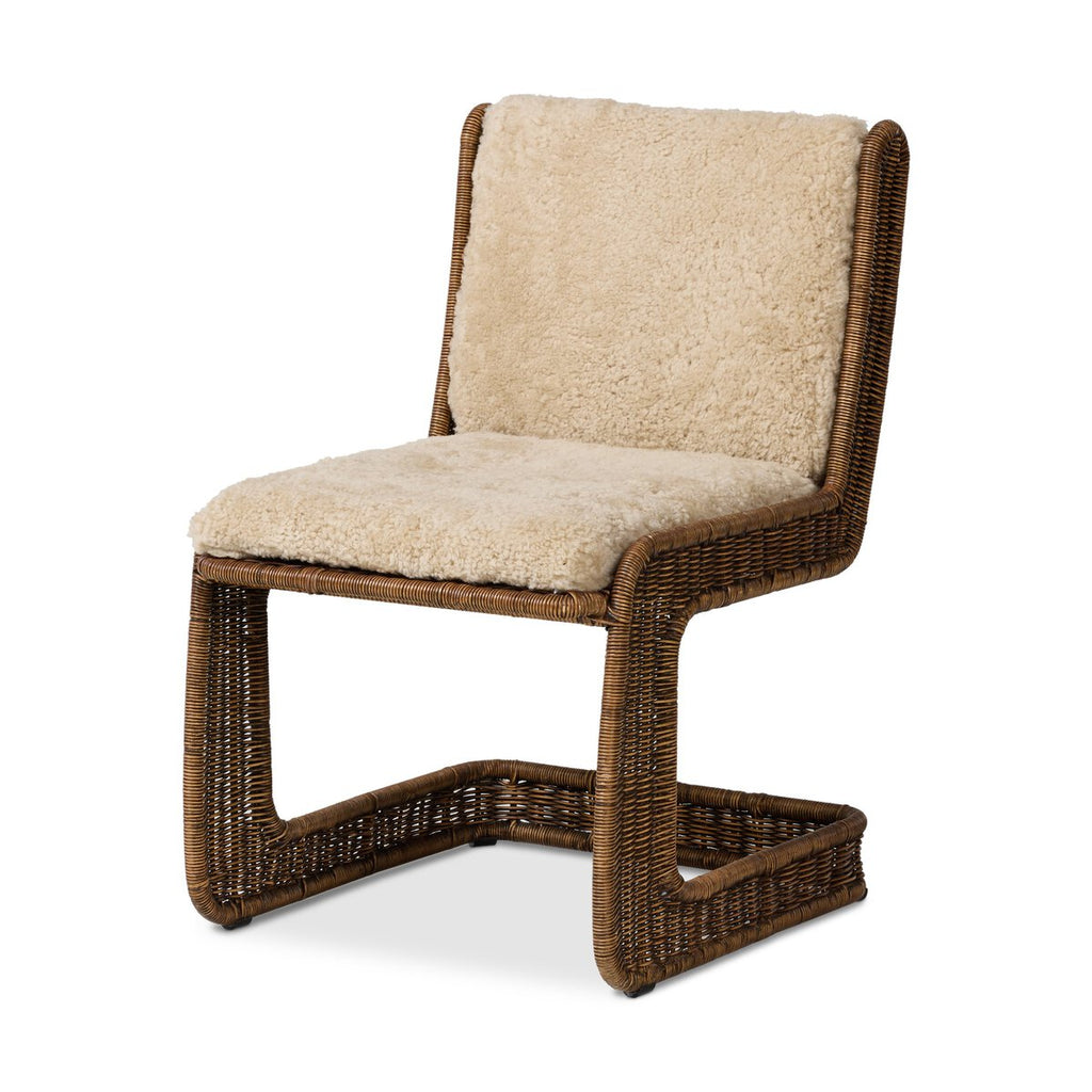 The "Katrine" Dining Chair in Beige Shorn Shearling - [Pre-Order - Available in Lt. Dec]