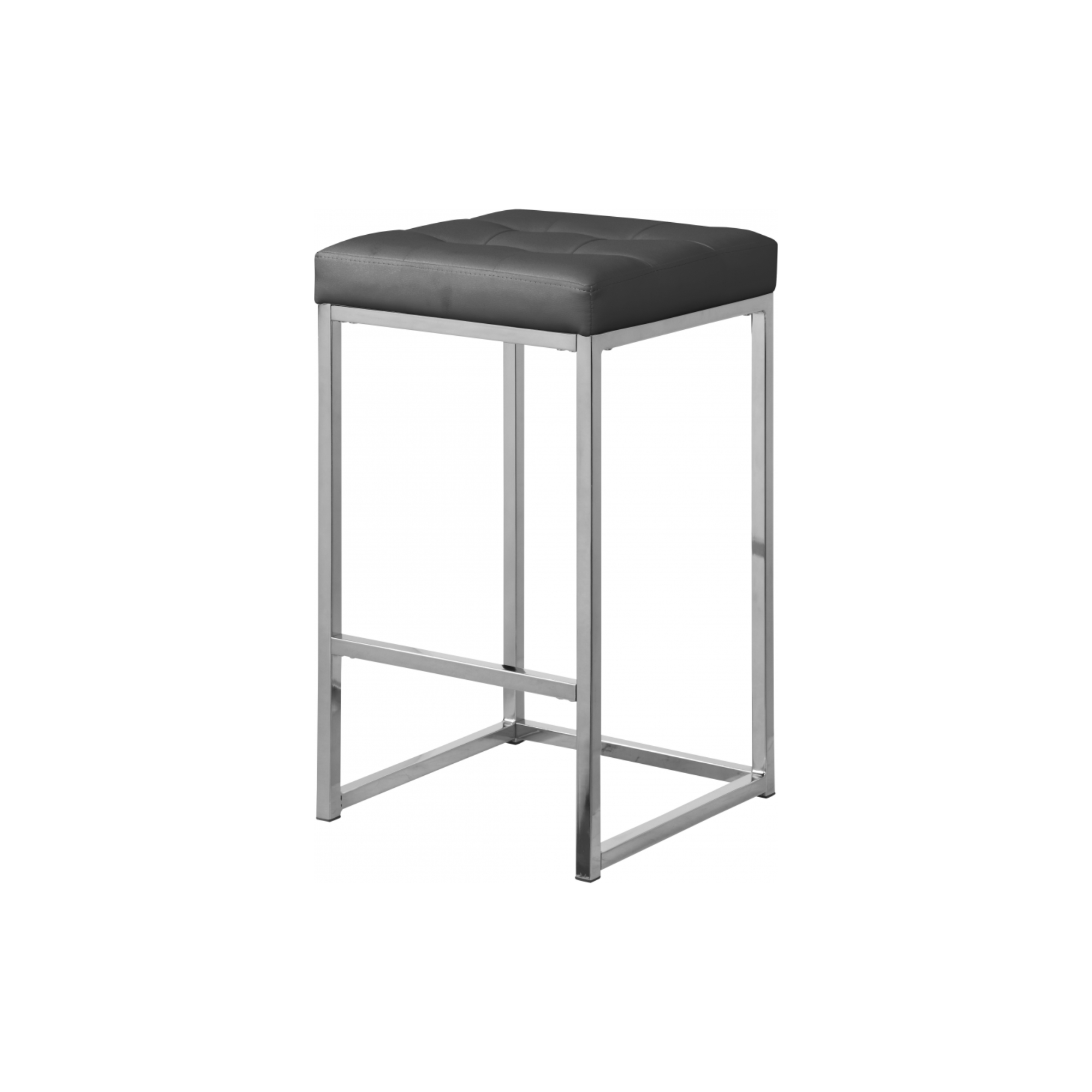 Nicola Chrome Backless Counter Stool in Vegan Leather - Set of 2 - [Additional Colors Available