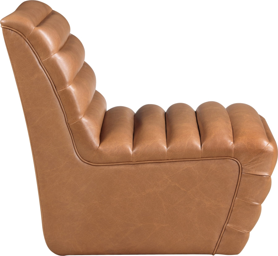 Vega Vegan Leather Channeled Accent Chair: (29"W x 35.5"D x 31.5"H)