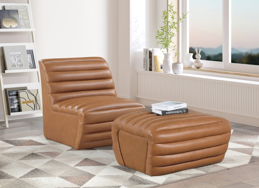 Vega Vegan Leather Upholstered Ottoman (29"W x 29.5"D x 17"H)