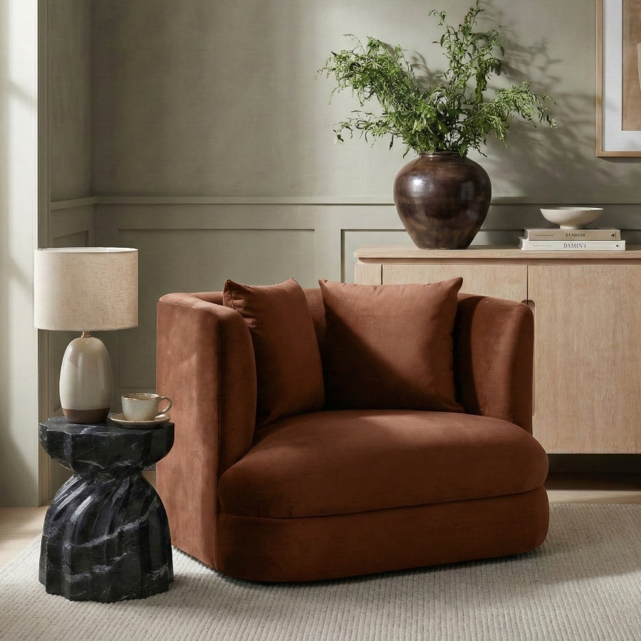 The "Almond" Velvet Upholstered Accent Chair