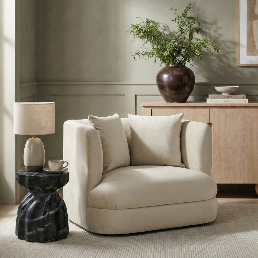 The "Almond" Velvet Upholstered Accent Chair