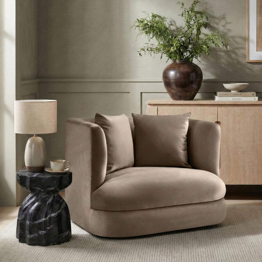 The "Almond" Velvet Upholstered Accent Chair