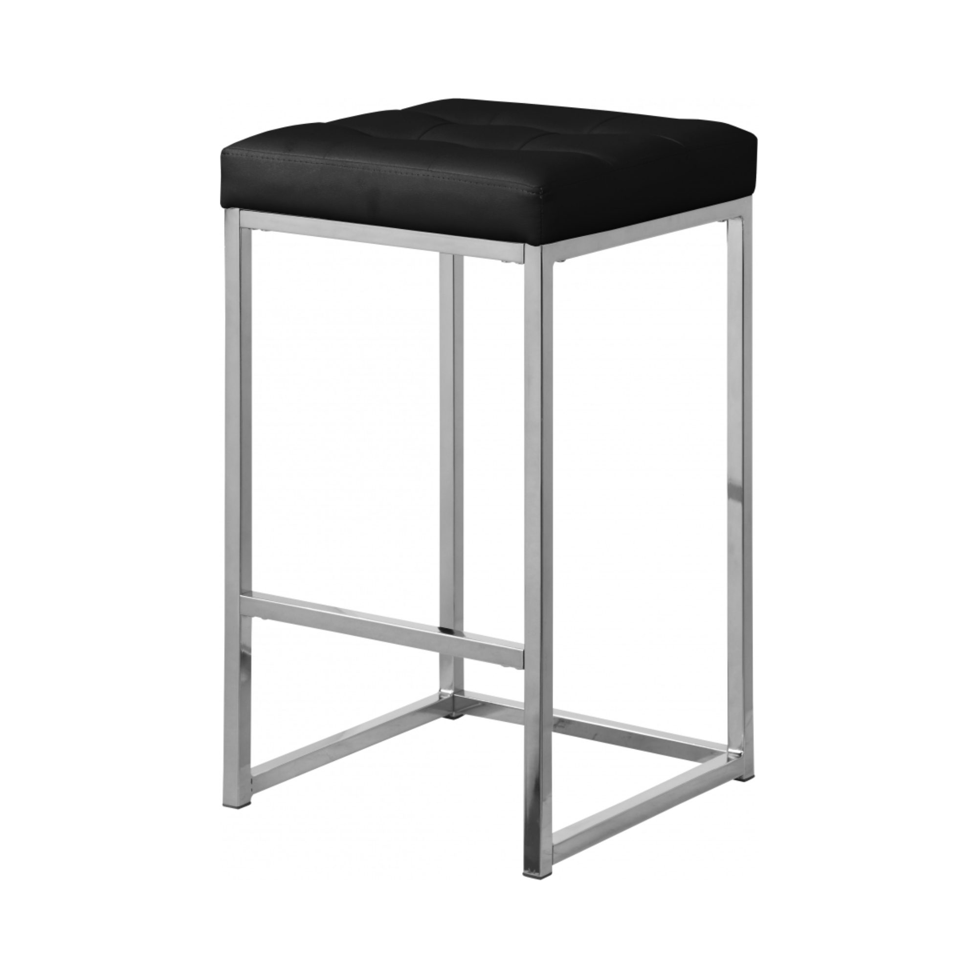 Nicola Chrome Backless Counter Stool in Vegan Leather - Set of 2 - [Additional Colors Available
