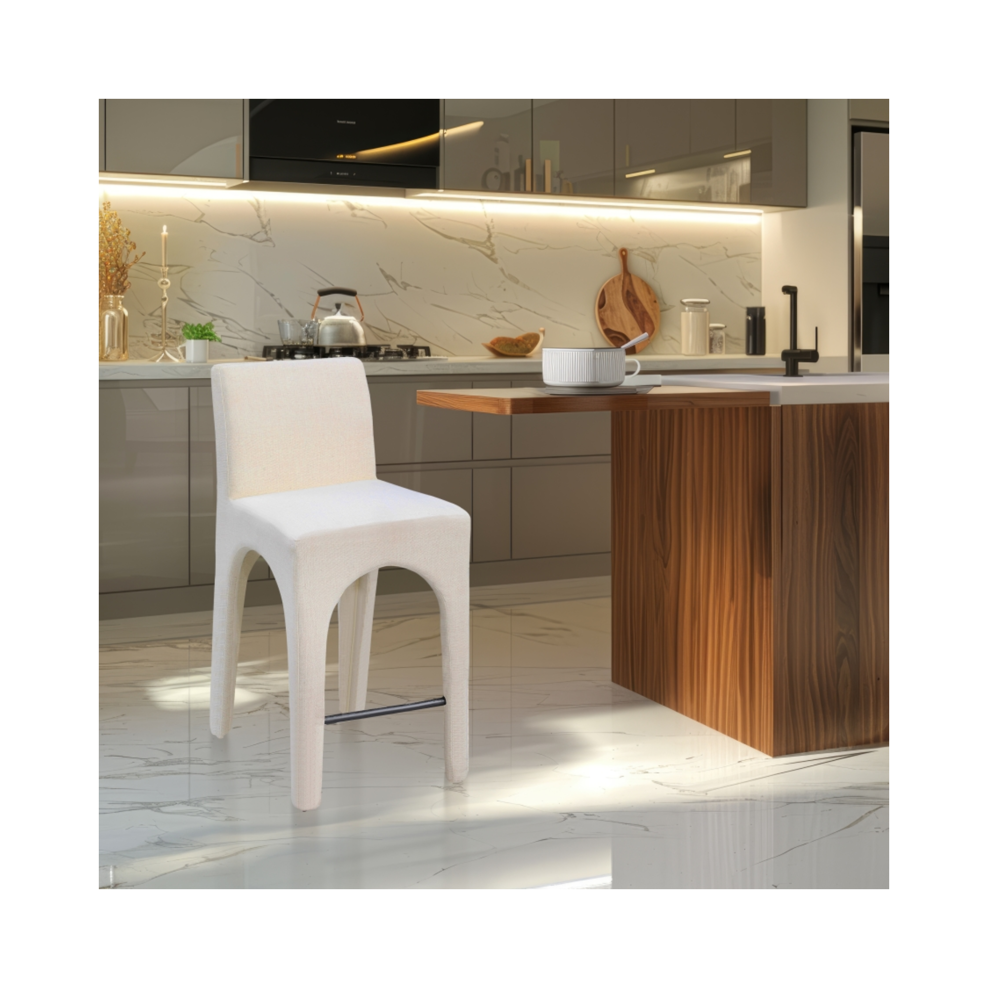 Gramercy Linen Textured Fabric Upholstered Counter Stool - [Additional Colors Available]