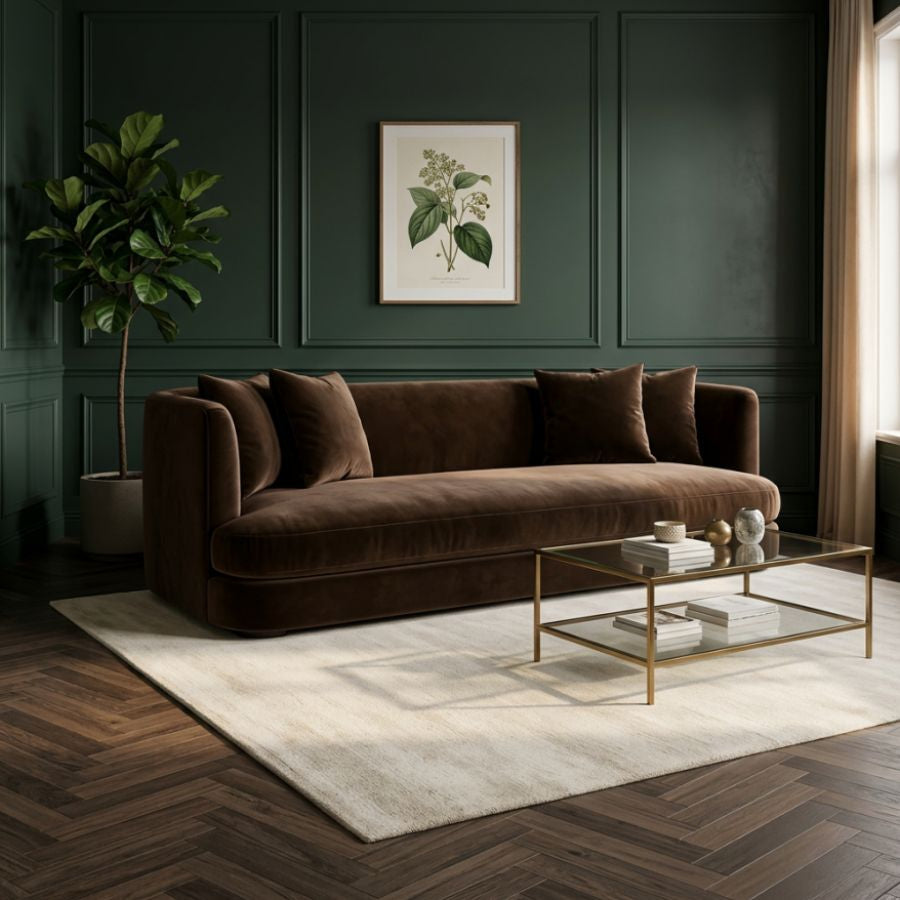 The "Almond" 93.5" Velvet Upholstered Sofa - Multiple Upholstery Colors Available