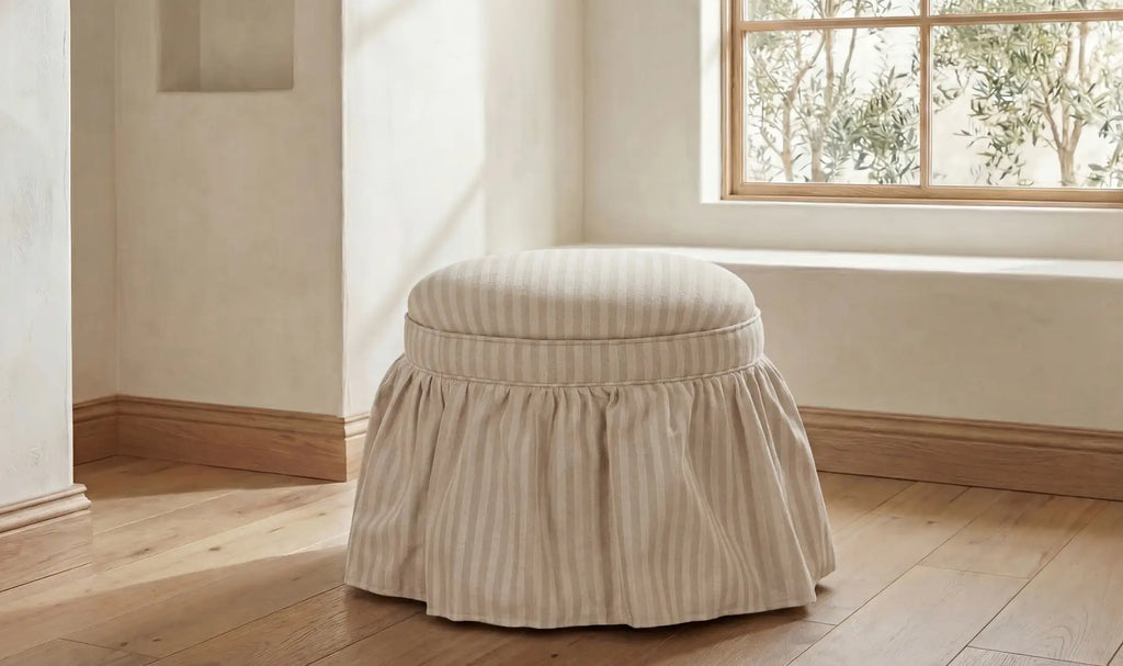The "Epitome" Striped Storage Ottoman